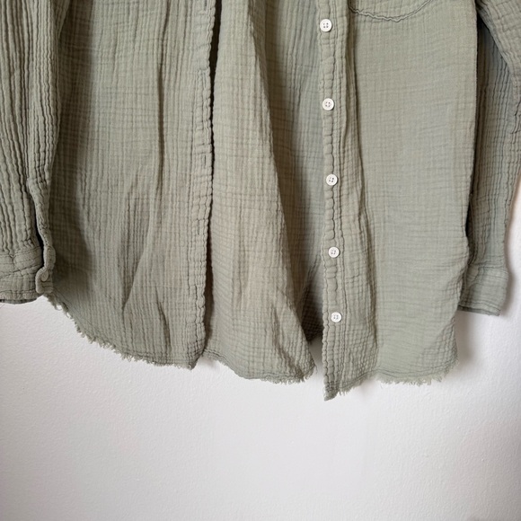 Thread & Supply Sage Green Gauze Button-Up Shirt - Picture 2 of 4